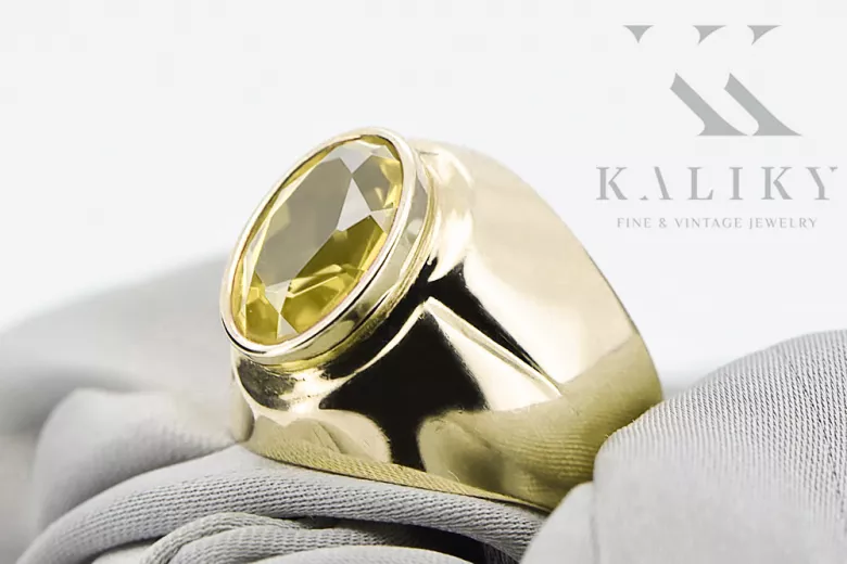 خاتم اللون الأصفر 14 كارت من الذهب الأصفر فينتاج vrc296y